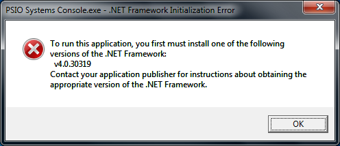 Systems Console - .NET Framework Error